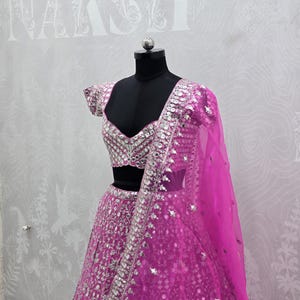 Pink Georgette Lehenga Choli Bridal Ethnic Dress, Wedding Festive Wear, Gift for Bridesmaids image 5