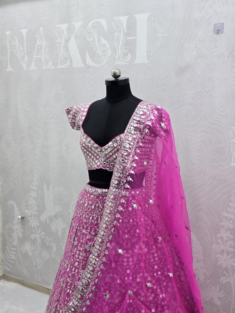 Pink Georgette Lehenga Choli Bridal Ethnic Dress, Wedding Festive Wear, Gift for Bridesmaids image 5