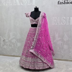 Pink Georgette Lehenga Choli Bridal Ethnic Dress, Wedding Festive Wear, Gift for Bridesmaids image 10