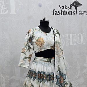White Tabby Silk Lehenga with Embroidered Blouse, Weddings & Festivals, Elegant Gift for Bridesmaids image 6