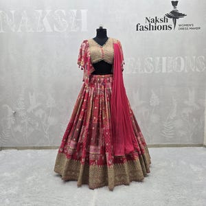 Pink Chinnon Silk Lehenga Choli: Embroidered Party Wear with Dupatta
