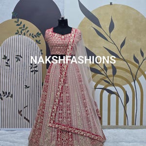Designer Red Lehenga Choli With Thread Sequins Work And Soft Net Dupatta For Women, Wedding Lehenga, Party Wear Lehenga, Bollywood Choli