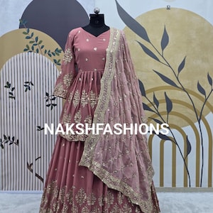 Embroidered Georgette Lehenga Choli with Dupatta: Party Wear