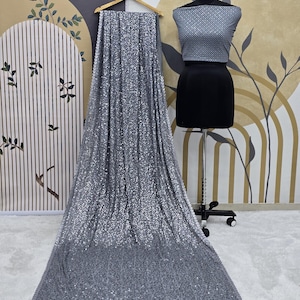 Party Wear Grey Georgette  Saree With Sequence Work And Heavy Georgette Blouse For Women , Party Wear Saree , Wedding Wear