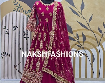 Pink Lehenga Choli: Georgette Embroidery Sequence Bridal Dress
