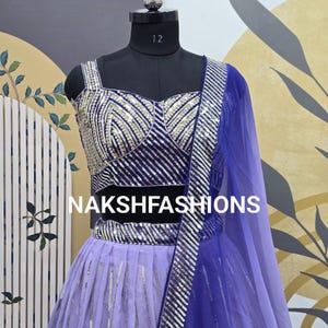 Royal Purple Star Georgette Lehenga Choli Set For Women