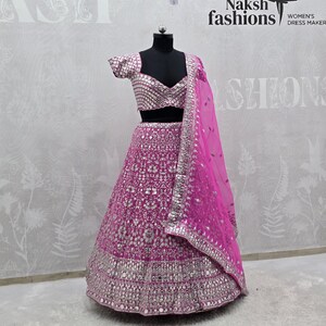 Pink Georgette Lehenga Choli Bridal Ethnic Dress, Wedding Festive Wear, Gift for Bridesmaids image 9