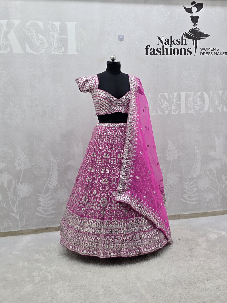 Pink Georgette Lehenga Choli Bridal Ethnic Dress, Wedding Festive Wear, Gift for Bridesmaids image 9