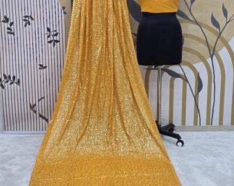 Saree in georgette giallo: ricamo di paillettes, abito da sposa per feste
