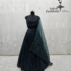 Gotowy do noszenia zielony komplet Lehenga Choli z żorżety indyjski projektant Lehenga Choli dla kobiet, komplet Lehenga Choli na imprezę dla kobiet lub dziewcząt