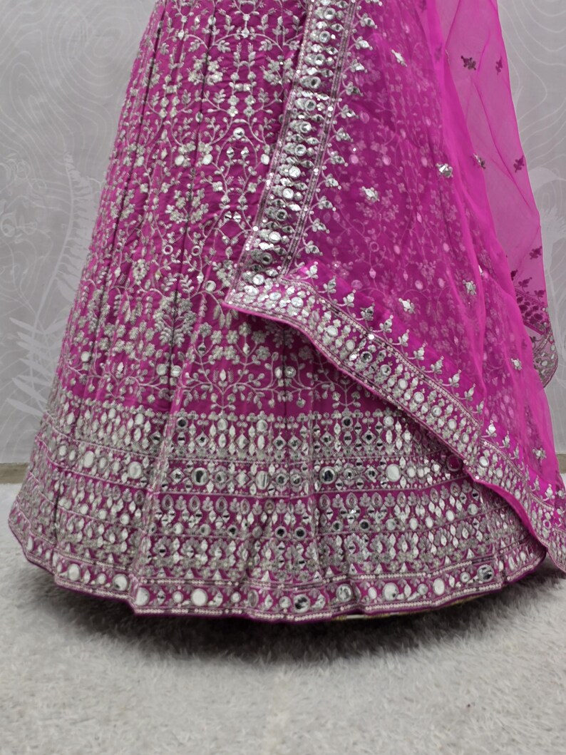 Pink Georgette Lehenga Choli Bridal Ethnic Dress, Wedding Festive Wear, Gift for Bridesmaids image 8