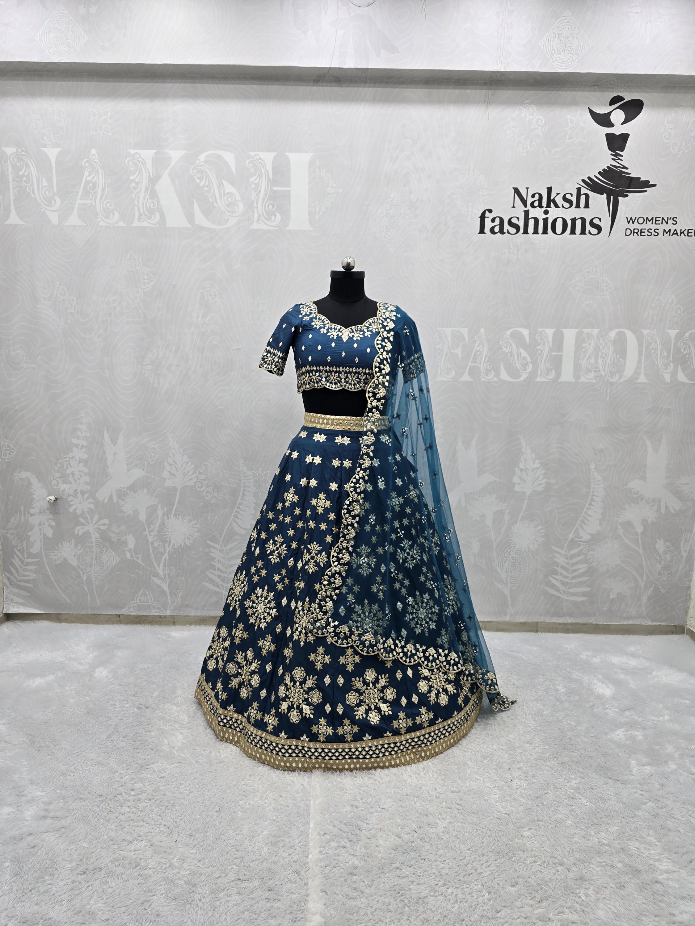 Teal Blue Mulberry Silk Lehenga Choli: Indian Wedding Wear - Etsy
