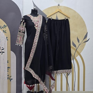 Black Designer Salwar Kameez With Embroidery Work And Soft Net Dupatta For Women, Eid Special Dress, Indian Suit , Party Wear Suits