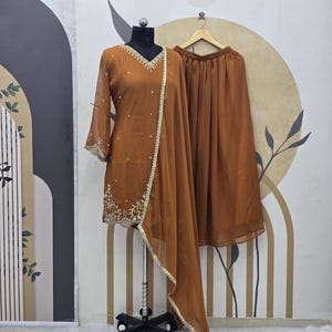 Embroidered Georgette Salwar Kameez: Sequence Work Dupatta, Ethnic Wear