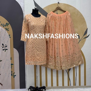 Designer Georgette Kurta Palazzo And Soft Net Dupatta With Embroidery Sequence Work For Women, Designer Sharara Suit For Women, Ethnic Wear