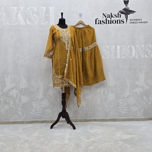 Yellow Georgette Salwar Kameez: Indian Party wear Sharara Set