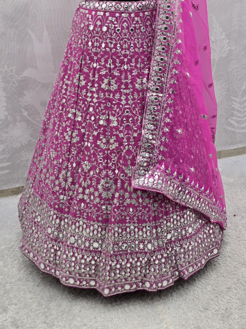 Pink Georgette Lehenga Choli Bridal Ethnic Dress, Wedding Festive Wear, Gift for Bridesmaids image 7