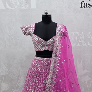 Pink Georgette Lehenga Choli Bridal Ethnic Dress, Wedding Festive Wear, Gift for Bridesmaids image 4