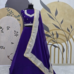 Blue Georgette Lehenga Choli: Embroidery Indian Wedding Lengha