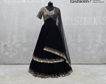 Black Georgette Lehenga Choli: Ready-to-Wear Designer Outfit for Women