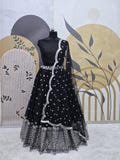 Black Georgette Sequin Lehenga Choli | Flowy Indian Party Wear Dress, Wedding Outfit product logo