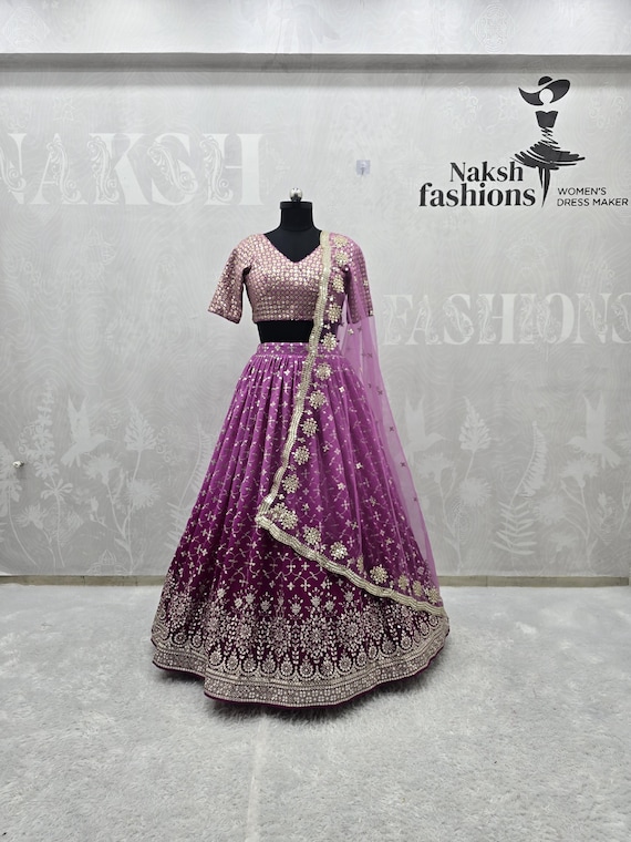 Look Esclusivo Georgette Lehenga Choli Con Fantasia Dupatta Per Donne E