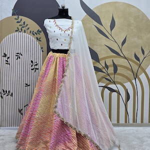 Lehenga Choli For Women Multi Art Silk Lehenga Choli, Indian Wedding Party Wear Lengha Choli, Bridesmaid Lehenga Choli For Girls