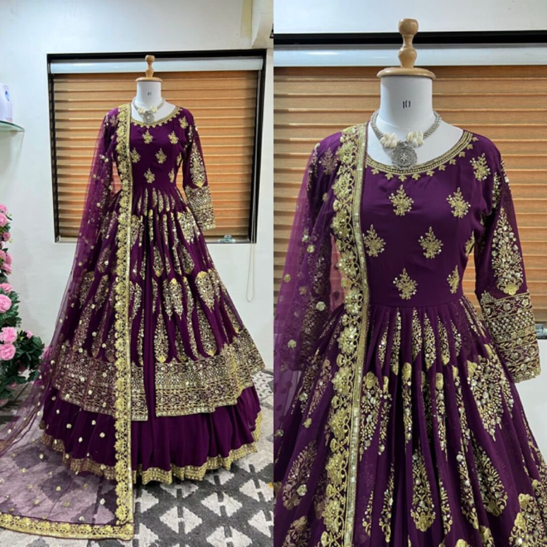 Blazer Style Butterfly Net Top with Sequins Embroidery & Pure Georgette Lehenga
