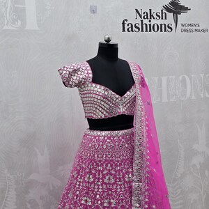 Pink Georgette Lehenga Choli Bridal Ethnic Dress, Wedding Festive Wear, Gift for Bridesmaids image 6