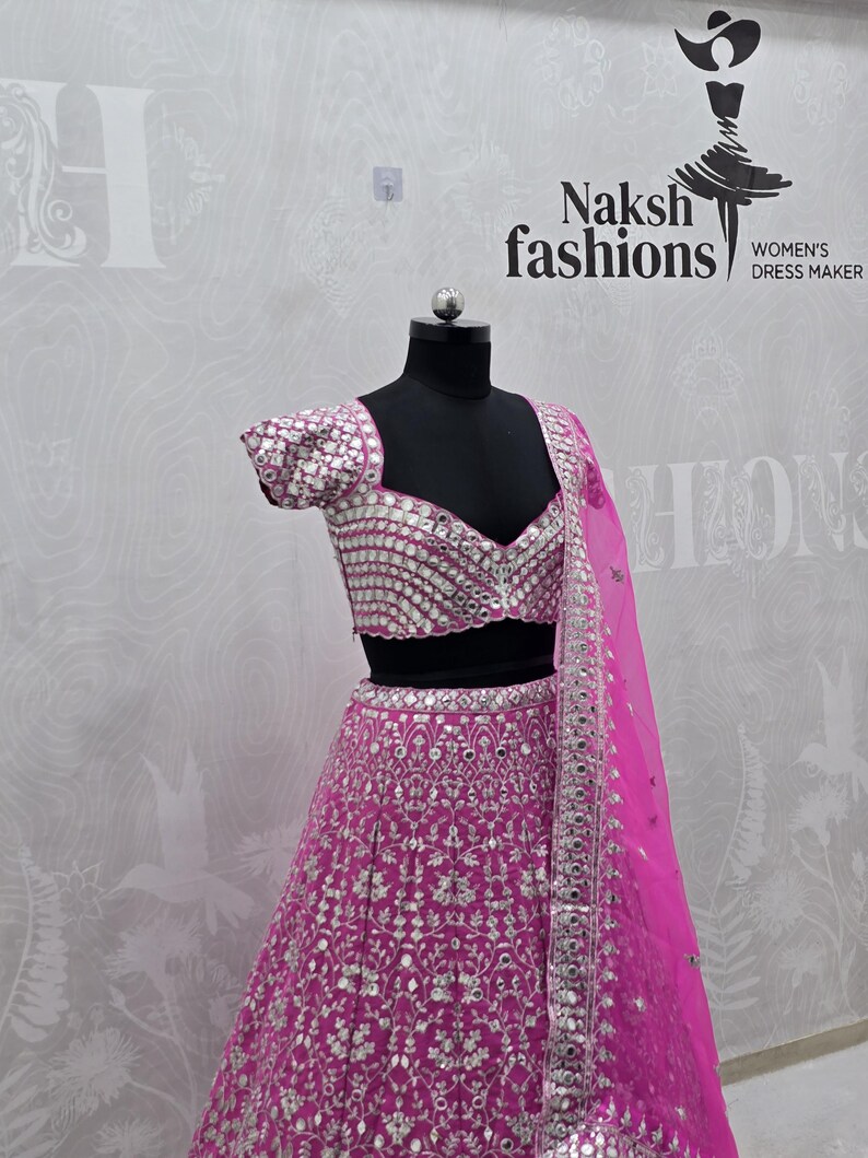 Pink Georgette Lehenga Choli Bridal Ethnic Dress, Wedding Festive Wear, Gift for Bridesmaids image 6