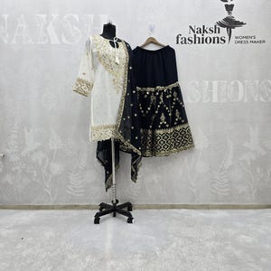 Teal Georgette Sharara Suit: Indian Wedding Party Wear