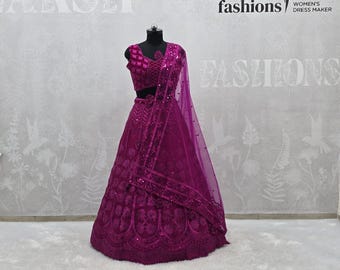 Pink Kasturi Silk Lehenga Choli: Embroidery & Sequin Dupatta, Wedding Reception Wear