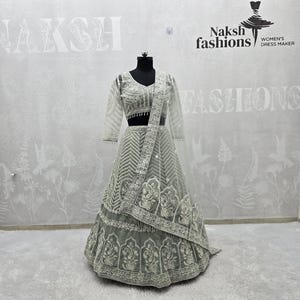 Grey Georgette Lehenga Choli Sequin Work Lengha Choli Indian Wedding Lehenga Choli For Women Bollywood Party Wear Designer Lahangas Cholis