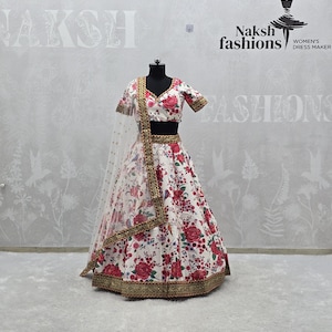 Multicolor Chinnon Silk Lehenga Choli: Embroidery Sequence Wedding Outfit