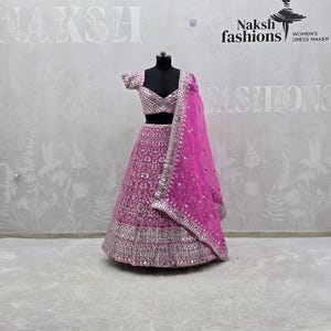 Pink Georgette Lehenga Choli Bridal Ethnic Dress, Wedding Festive Wear, Gift for Bridesmaids image 1