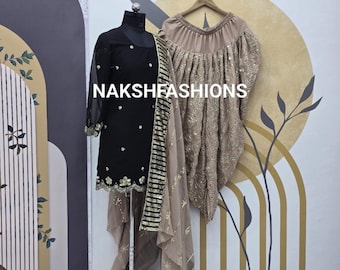 Embroidered Georgette Kurta Dhoti Salwar Suit: Women's Wedding Guest Outfit