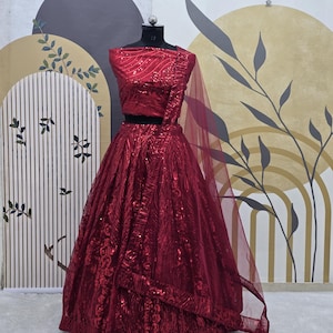 Red Soft Net Lehenga Choli And Soft Net Dupatta For Women , Party Wear Red Lehenga , New Trending Fancy Lehenga Choli