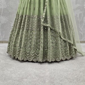 Lehenga Choli, Pista Green Georgette Bridal Outfit, Wedding Gift for Bridesmaid or Bride image 10