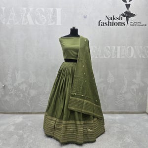 Mehndi Lehenga Choli: Chanderi Dupatta & Zari Weaving