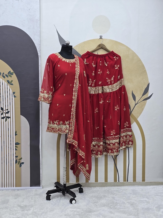 red georgette dress material Silk Georgette - Lipstick Red