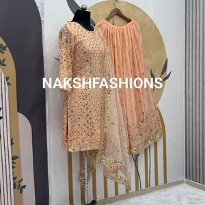 Women Yellow Sequence Georgette Kurta With Palazzo And Net Dupatta main image 1