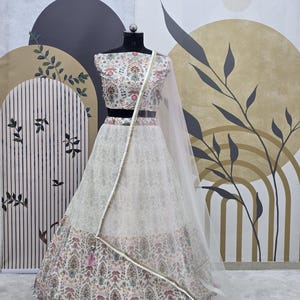 Georgette Lehenga Choli: Zari Embroidery Indian Bridal Wear