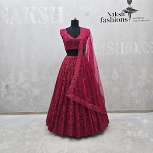Pink Georgette Lehenga Choli With Soft Net Dupatta For Wedding , Lightweight Embroidered Ethnic Wear For Party Or Ceremony Gift For Women