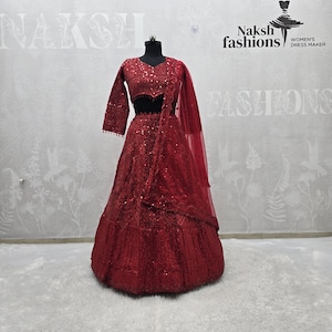 Red Georgette Lehenga Choli With Thread Embroidery Work And Heavy Soft Net Dupatta For Women Or Girls , Party Wear Lehenga, Wedding Lehenga