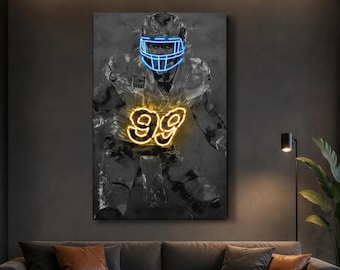 Aaron Donald Wall Art, Los Angeles Rams Canvas Print, NFL Football Poster, Game Room Decor Gift