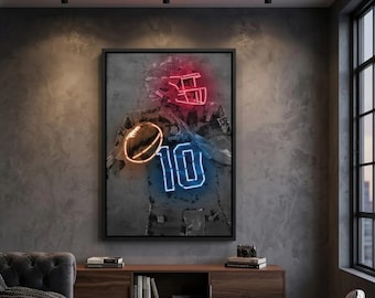 Justin Herbert Poster Los Angeles Chargers Football Framed Canvas Print NFL Wall Art Print Home Decor