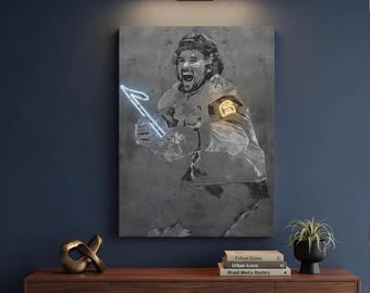 Guy Lafleur Hockey Wall Art, Montreal Canadiens Canvas Print, Framed NHL Legend Poster, Fan Cave Decor