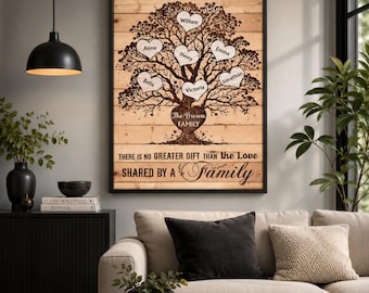 Family Tree Wall Art: Personalized Canvas Sign (Custom Names)