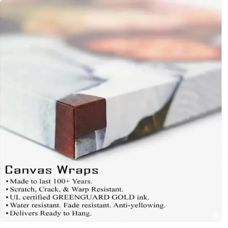The image is a close-up of a canvas wrap, highlighting its features and durability.