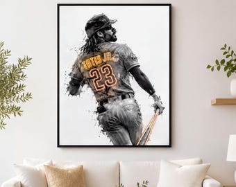 San Diego Padres Fernando Tatis Jr Canvas Print, Baseball Wall Art Poster, Modern Sports Decor, Gift for Boys, Man Cave or Game Room